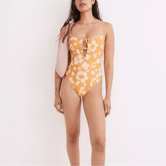 Madewell Other - Madewell Tie-Front One-Piece Swimsuit in Watercolor Floral